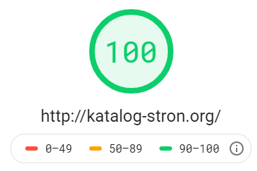Katalog stron http://katalog-stron.org - wynik z Google PageSpeed Insights na poziomie 100 dla testu mobilnego